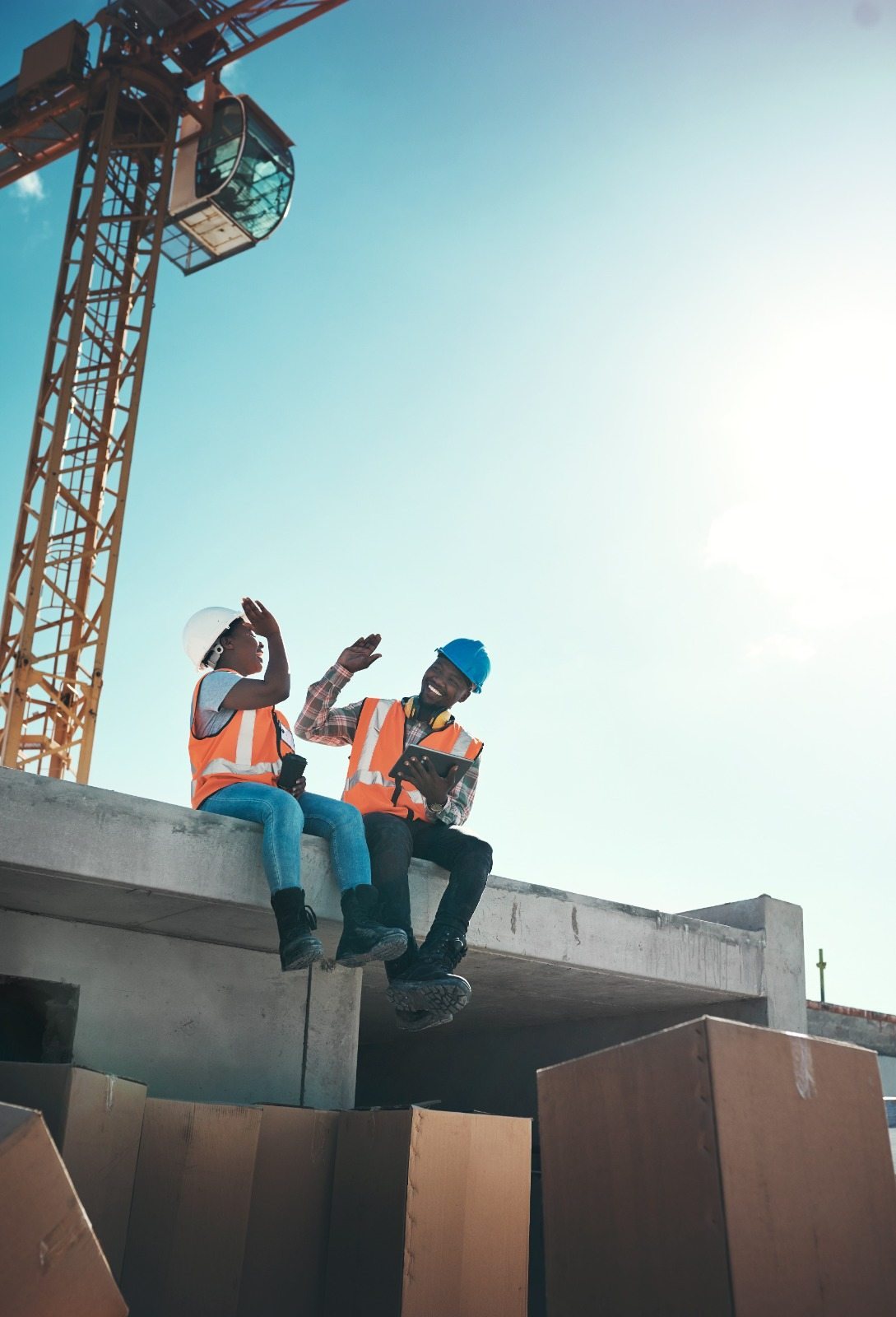 Construction professionals on site