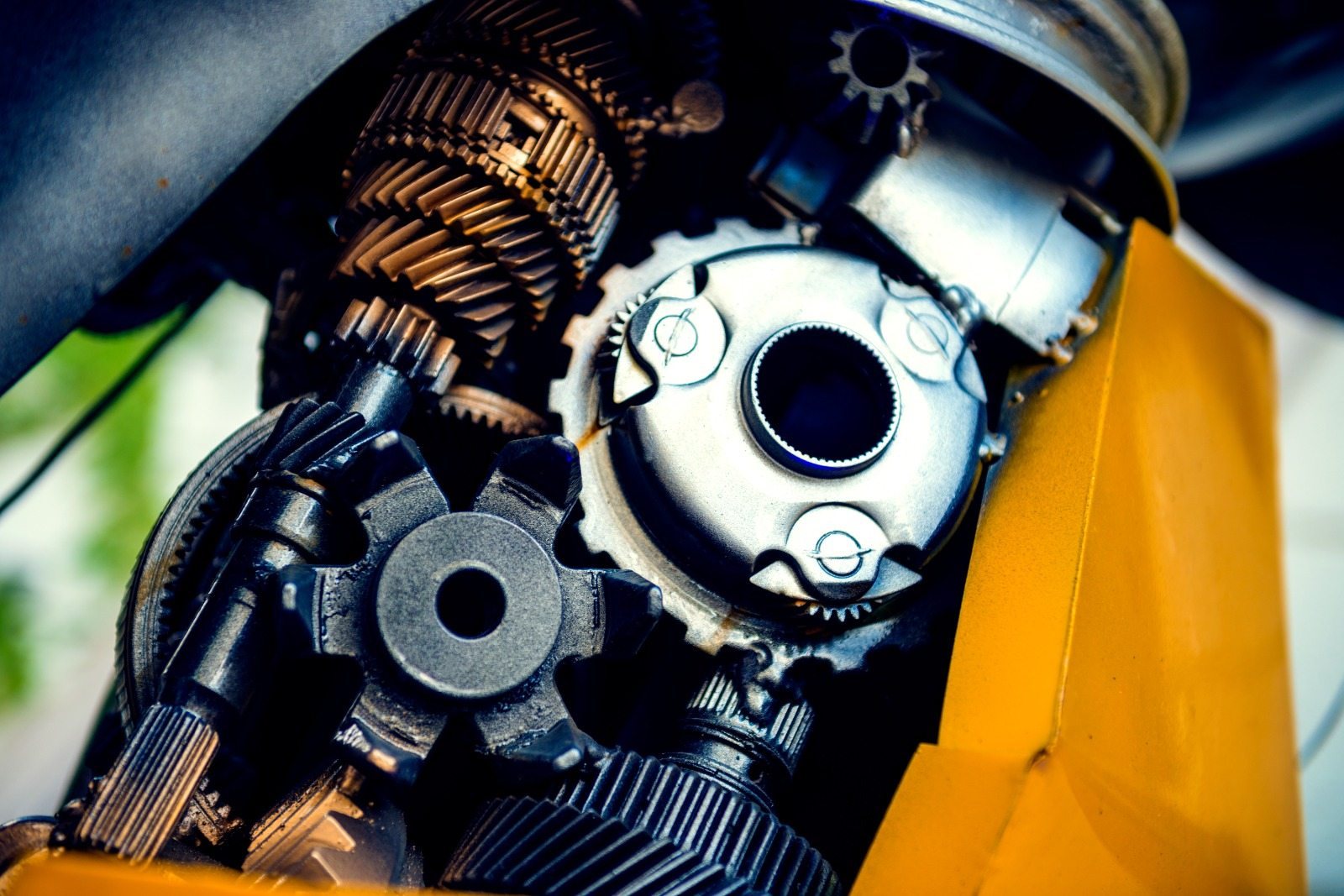 Close-up of precision gear and bearing components